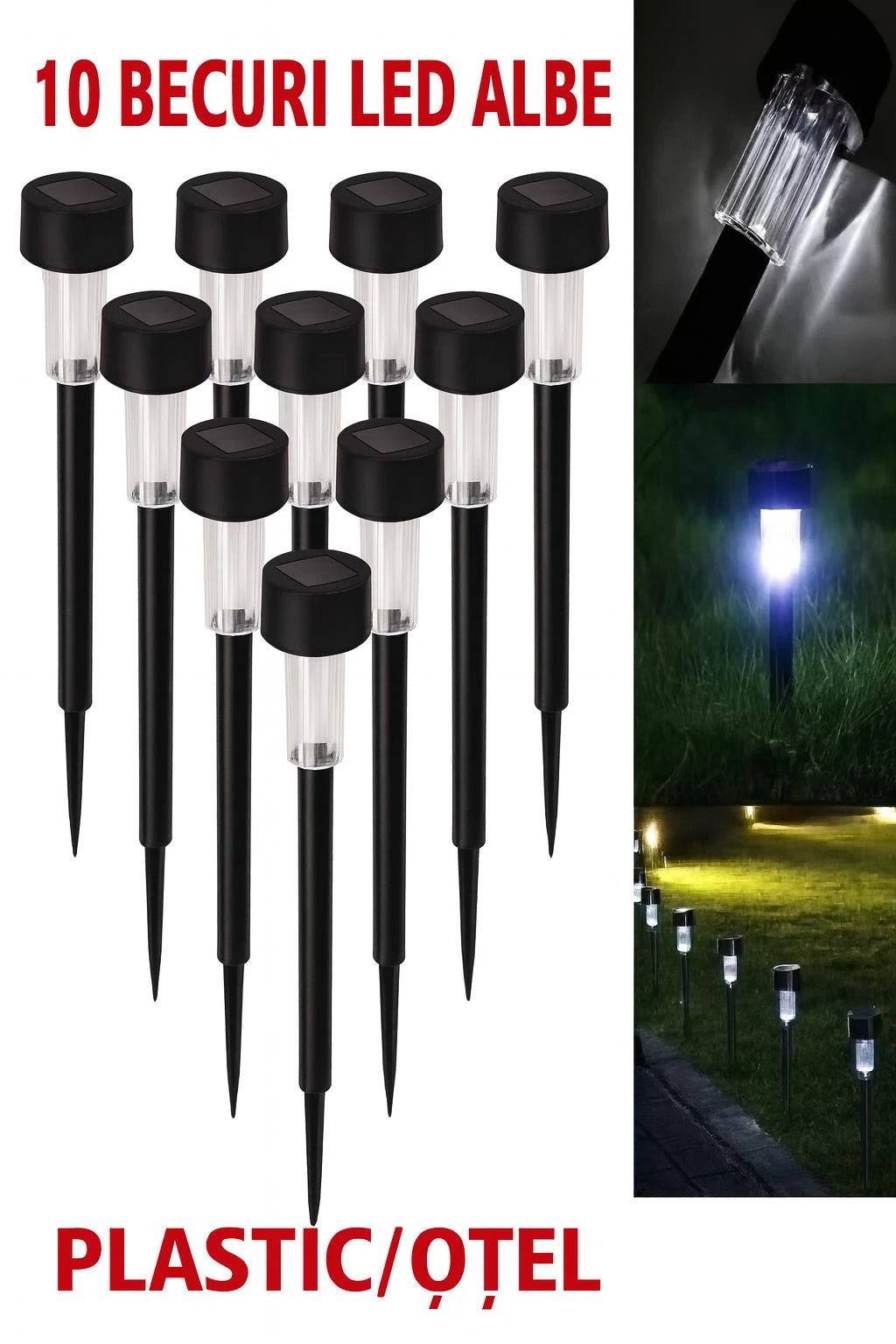 Set 10 Lămpi Solare LED pentru grădina, decorative