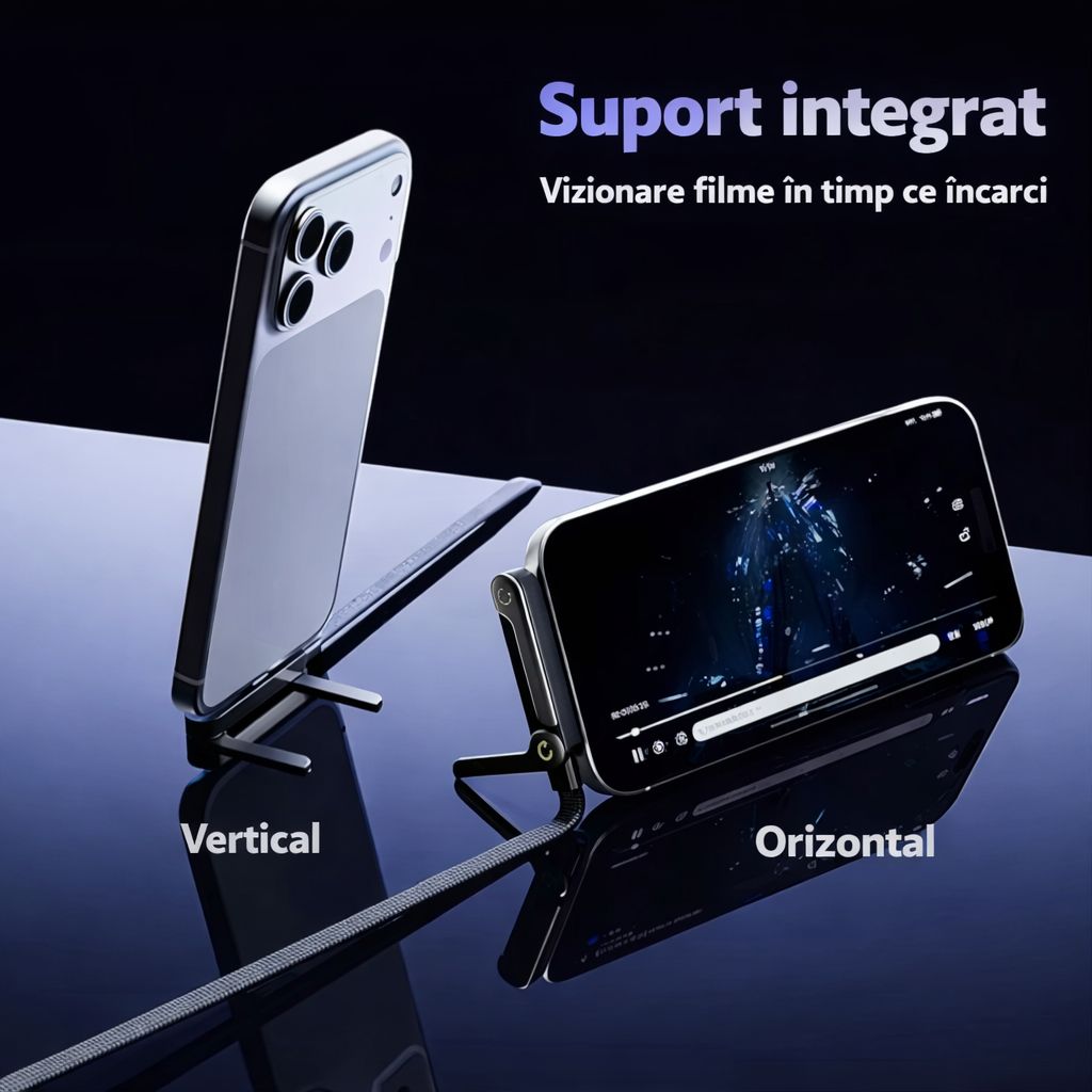 Încărcătorul FlexiCharge PRO cu Suport Telefon + Adaptor Priză Inclus