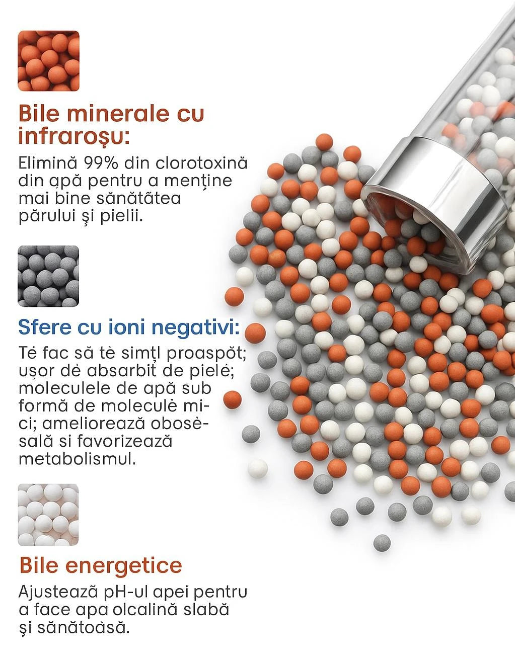 Cap de dus cu granule anticalcar