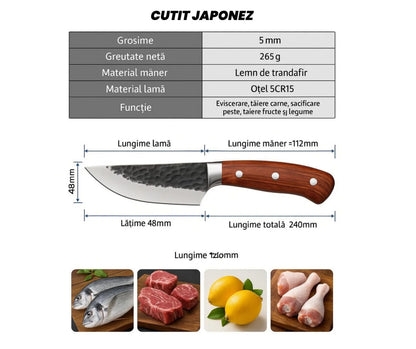 Cutit Japonez profesional din otel,26 cm